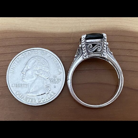 Vintage Sterling Silver Cushion Cut Smoky Quartz Ring 8 - Picture 6 of 8